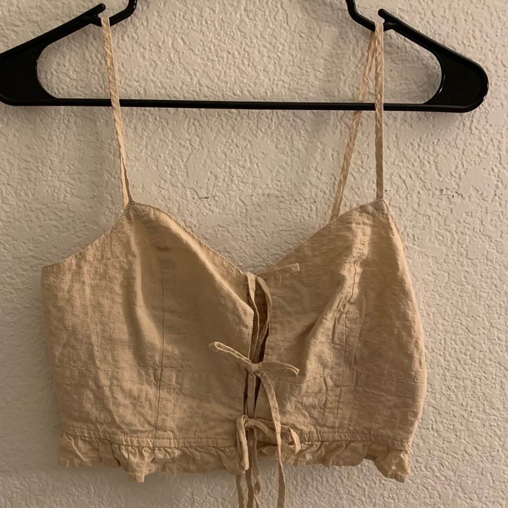 Aerie Cream Lace-Up Camisole